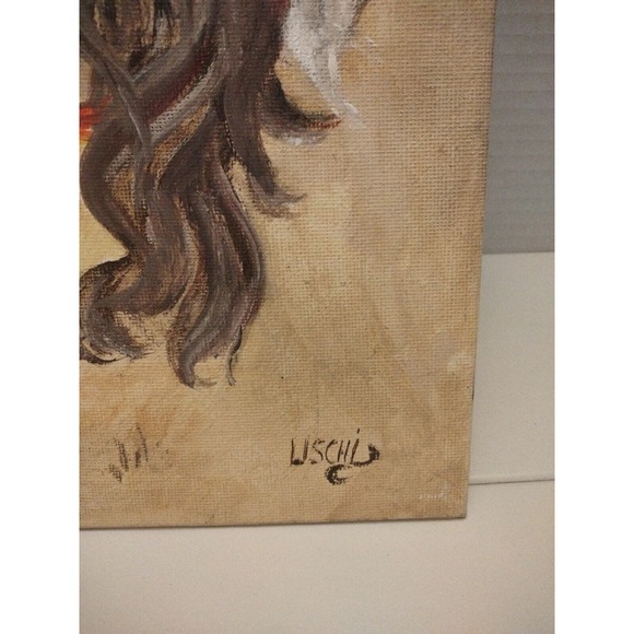 Original Oil Painting Madonna Religion By Uschi Flat Canvas 14" X 11" - Picture 2 of 5